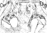  2girls 5_nenme_no_houkago blush kantoku kurumi_(kantoku) monochrome nipples panties shizuku_(kantoku) sketch thighhighs underwear 