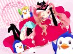  animal_hat bad_id bad_pixiv_id bandaid bird boots bridal_gauntlets brown_hair brush bug cockroach hat insect mawaru_penguindrum mirror oluha one_eye_closed penguin penguin_1-gou penguin_2-gou penguin_3-gou princess_of_the_crystal purple_eyes spray takakura_himari thigh_boots thighhighs wig zettai_ryouiki 