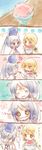  2girls bad_id bad_pixiv_id blonde_hair blush bow braid brain_freeze closed_eyes comic feeding grey_eyes grey_hair hat highres japanese_clothes kirisame_marisa kojoko long_hair mononobe_no_futo multiple_girls open_mouth ponytail saliva shaved_ice tate_eboshi touhou translated yellow_eyes 