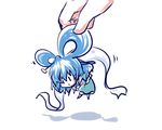  :&lt; blue_hair chibi dress flower hair_ornament hair_rings hair_stick hands kaku_seiga kuru2pantu minigirl shawl short_hair solo touhou |_| 