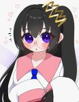  1girl alt_0218 black_hair commentary_request crown fairy fairy_wings glasses grey_background highres kirby_(series) kirby_64 long_hair looking_at_viewer parted_lips purple_eyes ripple_star_queen side_ponytail signature simple_background sleeves_past_fingers sleeves_past_wrists wings 