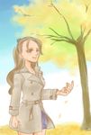  brown_eyes brown_hair female hairband konami long_hair metal_gear metal_gear_(series) metal_gear_solid metal_gear_solid_4 naomi_hunter naomism solo tree trench_coat trenchcoat 