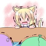  animal_ears balloon blonde_hair cat_ears cat_tail chibi extra_ears hoshizuki_(seigetsu) kemonomimi_mode mizuhashi_parsee open_mouth puru-see scarf solo tail touhou trembling water |_| 