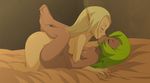  amalia_sheran_sharm barefoot bed blonde_hair blush closed_eyes couple cra dark_skin evangelyne feet freckles green_hair hair_down kiss leg_lock long_hair missionary multiple_girls nude pointy_ears sadida screencap soles sweat toe_scrunch toes wakfu yuri zone 