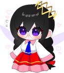  1girl alt_0218 black_hair blush braid chibi commentary_request crown fairy fairy_wings flying_sweatdrops glasses heart highres kirby_(series) kirby_64 long_hair long_skirt low_twin_braids ripple_star_queen simple_background skirt twin_braids white_background wings 