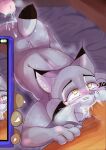 anal anthro balls bed bodily_fluids canada_lynx cum disney erection felid feline fur furniture genital_fluids genitals grey_body grey_fur group hi_res lynx male male/male mammal nick_wilde oral pawbert_lynxley penis suzuinu trio zootopia