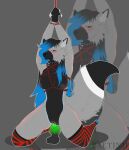 2026 absurd_res anthro artist_logo artist_name bdsm belly black_belly black_collar black_hair black_hands black_nose blue_hair blush bodily_fluids bondage bound breasts canid canine canis claws clothing collar digital_drawing_(artwork) digital_media_(artwork) dildo dildo_in_vagina dildo_insertion female fur genital_fluids genitals green_dildo grey_body grey_fur hair hand_above_head hands_above_head hands_tied harness hi_res legwear logo long_hair looking_at_viewer mammal masturbation mouth_closed multicolored_hair nipples nude nude_anthro outline paetinii pati_(paetinii) pattern_clothing pattern_legwear pattern_stockings paws penetration raised_arms red_harness restraints riding_dildo rope rope_bondage rope_harness sex_toy sex_toy_in_vagina sex_toy_insertion simple_background slut_collar solo stockings striped_clothing striped_legwear striped_stockings stripes tail text text_on_collar thick_thighs vaginal vaginal_masturbation vaginal_penetration vulva white_claws wolf yellow_eyes