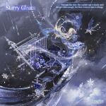  1girl artist_request bare_shoulders black_lips black_skin blonde_hair blue_dress blue_eyes blue_sky boat breasts character_name cleavage closed_mouth cloud colored_skin copyright_logo detached_sleeves dress earrings english_text expressionless floating floating_hair full_body gold_necklace halter_dress halterneck jewelry lace-trimmed_dress lace_trim large_breasts lipstick logo long_dress long_hair long_sleeves looking_ahead makeup marking_on_cheek meteor_shower miracle_nikki necklace nikki_(series) official_art sky sleeveless sleeveless_dress snow snowflakes snowing solo starry_gleam_(miracle_nikki) third-party_source upturned_eyes very_long_hair watercraft wavy_hair wide_sleeves winter 