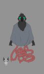 4_eyes 4_fingers absurd_res anthro arachnid arthropod avian beak black_body black_fur claws clothing fangs fingers floating fur gore green_eyes grey_body grey_fur guts hair head_tuft hi_res hybrid hyenahavoc instenstines_as_tentacles intestines legless looking_at_viewer male multi_eye no_shading organs robe sludge sludge_(uraniumtoaster) solo spider teeth tentacles third-party_edit tuft watermark