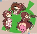 3_toes 4_fingers animal_crossing anthro anus apron aroused artist_logo balls big_balls big_breasts big_butt big_penis black_nose bluesky_handle blush blushing_profusely bodily_fluids breasts brown_eyes butt butt_jiggle chest_tuft churning_balls clothing dark_body dark_skin dialogue disembodied_penis dress drooling duo eulipotyphlan eyeliner facesitting fair_skin feet female female/female fingers fingers_together footwear freckled_face freckles genital_fluids genitals hair heart_symbol hedgehog huge_balls huge_butt human imminent_sex jiggling kaizoart leaf_(animal_crossing) leaking_precum leggings legwear logo looking_at_another looking_at_viewer looking_back lying makeup male male/female mammal markings motion_lines musky_penis nintendo on_back onomatopoeia outline pattern_clothing penis pink_hair plaid plaid_clothing ponytail precum precum_on_face pubes quill_hair quills_(anatomy) round_ears sable_able saliva sewing_needle shake_lines shoes short_tail sitting_on_another slightly_chubby snout sound_effects string striped_markings striped_tail stripes tail tail_markings tail_motion tailwag text thick_thighs throbbing throbbing_penis toes tuft twitter_handle villager_(animal_crossing) wide_hips