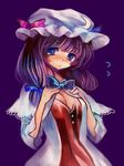  blue_eyes blush breasts hat long_hair medium_breasts patchouli_knowledge purple_hair solo touhou yutsuka_(amyucca) 