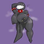 anthro armpit_fetish armpit_tuft big_breasts big_butt black_body black_nipples black_skin bound breasts butt chain chain_chomp chained chained_collar collar dark_nipples female foxchen hi_res jewelry mario_bros monster musk necklace nintendo nipple_piercing nipples overweight overweight_anthro overweight_female piercing sharp_teeth skewer slightly_chubby slightly_chubby_female smile smiley_face solo spikes steam teeth