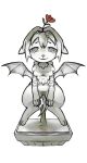 alpha_channel arknights breasts canid canine canis digital_drawing_(artwork) digital_media_(artwork) domestic_dog feet full-length_portrait genitals hair hi_res hypergryph linye mammal nipples nude portrait sculpture simple_background smiley_face solo statue studio_montagne tail wings