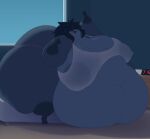 2025 4_fingers alarm_clock anthro areola bed belly big_areola big_belly big_breasts big_butt black_hair black_nose blue_areola blue_body blue_fur blue_sky blue_wall breasts butt clear_sky clock clothed clothed_female clothing colored crop_top digital_drawing_(artwork) digital_media_(artwork) dresser english_description eyes_closed fangs fat_arms fat_legs female female_anthro fingers fist fur furniture grey_blanket gynomorph_(lore) hair hi_res huge_areola huge_belly huge_breasts huge_butt huge_thighs hyper hyper_butt hyper_thighs inside light lighting long_hair lyra_(lyratrchubby) lyratrchubby mammal morning multicolored_body multicolored_fur navel number on_bed open_mouth pink_tongue procyonid puffy_areola raccoon red_clothing red_thong red_underwear shaded shirt sitting sitting_on_bed sky solo teeth thick_thighs thong time tongue topwear translucent translucent_clothing translucent_crop_top translucent_shirt translucent_topwear underwear waking_up wall_(structure) white_clothing white_crop_top white_topwear window yawn