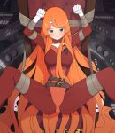  bdsm belt belt_buckle blush bodysuit bondage bound bound_arms bound_wrists brown_belt buckle chair closed_mouth colored_eyelashes commentary_request covered_nipples emeraldas eyelashes gloves hair_ornament harlock_saga highres jolly_roger korean_commentary leather_chair leotard light_blush long_hair m_legs multiple_belts nipples on_chair orange_hair pirate pirate_costume queen_emeraldas red_bodysuit red_leotard restrained sheath ship_deck skull skull_belt skull_hair_ornament skull_print spacecraft spread_legs tape tape_bondage thighs tied_to_chair troy7737 uchuu_kaizoku_captain_harlock very_long_hair white_gloves 