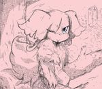  audino big_ears blue_eyes fluffy_tail looking_at_viewer nintendo one_eye_closed outside pink_background plain_background pok&#233;mon pok&eacute;mon sitting sketch smile solo tail tree video_games wood 