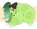 ambiguous_gender big_butt bodily_fluids bow_ribbon butt chikorita datmofo4 dripping feral freckled_butt freckled_face freckles generation_2_pokemon green_body huge_butt huge_hips huge_thighs justkindofhere long_tongue looking_at_viewer nintendo pokemon pokemon_(species) red_eyes saliva saliva_drip solo tail thick_thighs tongue tongue_out wide_hips