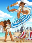 3:4 anthro ball balls beach beach_ball beach_chair beach_umbrella beverage beverage_can bodily_fluids breasts brown_body brown_fur brown_hair cartoonwolf digital_media_(artwork) duo erection female fur genital_fluids genitals hair hi_res holding_object inflatable male mammal net nipples nude nude_anthro nude_female nude_male outside parasol penis rodent sand sciurid sea seaside smile soda sport squirrel_tail tail tree_squirrel volleyball volleyball_(ball) volleyball_net vulva water white_body white_fur