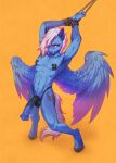 angry animal_genitalia animal_penis anthro balls bound clothed clothing digital_media_(artwork) equid equine equine_genitalia equine_penis erection feathered_wings feathers fingers fur genitals hair hair_over_eyes hands_tied hasbro hauringu hi_res hooves jockstrap looking_at_viewer male mammal mythological_creature mythological_equine mythology navel nipple_tape pasties pecs pegasus penis rope simple_background solo standing tail tape topless topless_anthro topless_male underwear wings