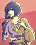 1girl alansmiishe black_boots black_hair bob_cut boots commentary earrings holding holding_microphone japanese_clothes jewelry kimono microphone music nakamori_akina necklace obi real_life sash shadow signature singing skirt solo upper_body 