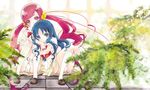  blue_eyes blue_hair hanasaki_tsubomi heartcatch_precure! iwami_shouko kurumi_erika leaf leaning long_hair multiple_girls myoudou_gakuen_middle_school_uniform on_floor panties pantyshot pantyshot_(sitting) pink_eyes pink_hair plant precure school_uniform sitting twintails underwear 