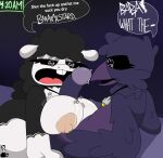 2026 anthro areola avian baba_chops_(poppy_playtime) beak big_breasts bird black_body black_fur black_sclera black_wool bovid breast_play breasts buckteeth caprine cheek_tuft corvid corvus_(genus) dialogue duo eyelashes eyeshadow facial_tuft feather_tuft feathers female fur genitals grey_eyeshadow head_tuft hi_res interspecies jewelry lower makeup male male/female mammal mob_entertainment motion_lines multicolored_body nightmare_critters nipples open_mouth oscine passerine pendant penis pink_tongue poe_(poppy_playtime) poppy_playtime profanity purple_beak purple_body purple_feathers raven sex sheep speech_bubble tail talking_to_another tan_areola tan_nipples teeth time titfuck tongue tuft vein veiny_penis white_body wool_(fur)