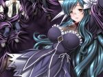  1girl 2boys arms_up bdsm blue_hair blush bound bow breasts brown_eyes dress game_cg glasses higuchi_isami imminent_rape large_breasts large_variant_set long_hair magical_girl mahou_shoujo_sae multiple_boys nishijima_shouko non-web_source official_art open_mouth pantyhose restrained ribbon rimless_eyewear solo_focus tentacles variant_set very_long_hair yellow_eyes 