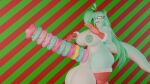 16:9 balls big_balls big_breasts breasts christmas christmas_clothing clothing eyewear genitals glasses green_hair gynomorph hair hi_res holidays intersex lizard penis reptile rose_(fairyfud) scalie solo widescreen z-z