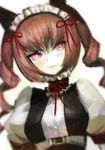  akiha_rumiho animal_ears blush cat_ears curly_hair headdress highres huke maid official_art pink_hair red_eyes ribbon smile solo steins;gate twintails 