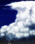  amano_tsubaki black_hair cellphone cellphone_camera cloud from_behind highres miniskirt onibi_(foxhound4185) original phone ponytail school_uniform skirt sky solo 