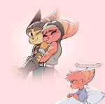 anthro bedding clothing dream duo eyes_closed female fur gloves gun handwear hi_res hug hugging_another hugging_from_behind lombax looking_at_another looking_back looking_back_at_another male male/female mammal markings one_eye_closed pillow pink_nose ranged_weapon ratchet_(ratchet_and_clank) ratchet_and_clank red_body red_fur ring_(marking) ringed_tail sony_corporation sony_interactive_entertainment striped_markings striped_tail stripes tail tail_markings thin_tail time_fluffy500 weapon widget_(ratchet_and_clank) yellow_body yellow_fur