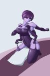 2:3 animal_humanoid arachnid arachnid_humanoid arthropod arthropod_humanoid black_eyes breasts clothing fangs female hair hands_on_own_breasts hi_res humanoid ittla kneeling legwear lingerie mole_under_eye multi_arm multi_limb purple_body purple_hair short_hair solo spider_humanoid teeth thigh_highs