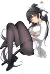  absurdres azur_lane black_footwear black_hair black_legwear bow breasts brown_eyes gloves hair_bow hair_flaps highres holding holding_sword holding_weapon katana large_breasts long_hair looking_at_viewer military military_uniform pantyhose ponytail ribbon scan shoes simple_background single_shoe skirt solo source_request sword takao_(azur_lane) tanaka_takayuki thighband_pantyhose uniform weapon white_background white_bow white_gloves white_ribbon white_skirt 