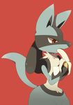  banana eating fruit lucario mow nintendo pok&#233;mon pok&eacute;mon red_eyes solo suggestive suggestive_food video_games 