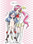  bdsm blindfold blue_hair blush bondage bound bound_arms chair flat_chest hanasaki_tsubomi heartcatch_precure! iwami_shouko kurumi_erika long_hair multiple_girls myoudou_gakuen_middle_school_uniform nude open_mouth pink_eyes pink_hair precure pussy_juice saliva school_uniform sitting socks standing translated twintails vibrator yuri 