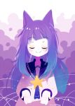  +_+ 1girl animal_ears artist_name blue_hair blue_sailor_collar blush cat_ears commentary eyes_closed facing_viewer gradient_hair long_hair long_sleeves looking_at_viewer multicolored_hair original projecttiger purple_hair sailor_collar shirt signature smile solo star tagme thumbnail_surprise transparent two-tone_hair white_shirt 