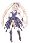  artist_request blonde_hair blue_eyes bnahabra_(armor) boots breasts cleavage dot_triangle hairband highres medium_breasts monster_hunter monster_hunter_portable_3rd non-web_source open_mouth solo source_request twintails wrist_cuffs 
