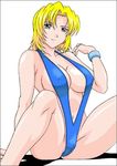  1girl blonde_hair blue_eyes breasts dead_or_alive erect_nipples large_breasts rudoni see-through sling_bikini swimsuit tecmo tina_armstrong 