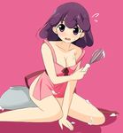  apron blush breasts cabernet_(pokemon) cleavage cream naked_apron pokemon pokemon_(anime) pokemon_(game) pokemon_black_and_white pokemon_bw purple_eyes purple_hair solo 
