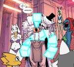 alphys animal_humanoid animdude_(fnaf) annoying_dog_(undertale) anthro antlers big_breasts blonde_hair blue_antlers blue_body blue_clothing blue_skin blue_swimwear bovid breasts canid canine canis caprine carol_holiday clothed clothed_anthro clothed_female clothing cock_or_spaniel deer deltarune domestic_dog english_text eye_patch eyewear facial_hair female fish fish_humanoid five_nights_at_freddy's fur glasses goat green_clothing green_swimwear group hair hat headgear headwear hi_res horn humanoid image_comics invincible_(image_comics) jewelry lizard male mammal marine marine_humanoid mustache neck_ring new_world_deer purple_clothing purple_swimwear reindeer reptile scalie scott_cawthon scottgames sharp_teeth smile swimwear teeth temmie_(species) temmie_(undertale) text top_hat toriel two-piece_swimsuit undertale undertale_(series) undyne unregistered_skybox white_body white_fur yellow_body yellow_skin