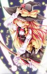  bad_id bad_pixiv_id blonde_hair bow braid broom dabadhi grin hat highres kirisame_marisa long_hair single_braid smile solo star touhou witch_hat yellow_eyes 