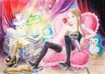  animal_hat bad_id bad_pixiv_id black_legwear boots brown_hair elbow_gloves gloves hat high_heels highres long_hair long_legs mawaru_penguindrum penguin_1-gou penguin_2-gou penguin_3-gou pink_eyes princess_of_the_crystal shoes takakura_himari thigh_boots thighhighs yuuko_(darkness) 