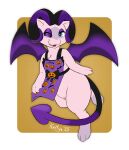 apron apron_lift back_wings blue_eyes clothed clothing clothing_lift female feral flashing flashing_pussy floating generation_1_pokemon genitals halloween hi_res holidays jack-o'-lantern kerilyn legendary_pokemon looking_at_viewer mew_(pokemon) nintendo one_eye_closed pokemon pokemon_(species) purple_mascara solo spade_tail spread_wings succubus tail vulva wings wink winking_at_viewer