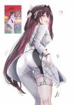  1girl :d absurdres ass asymmetrical_clothes azki_(hololive) black_hair braid collared_shirt colored_inner_hair dhbwinner double-parted_bangs from_behind hair_intakes half_up_half_down_braid hashtag-only_commentary highres hololive hololive_idol_uniform_(color_rise) idol_clothes long_hair looking_at_viewer looking_back mole mole_under_eye multicolored_hair official_alternate_costume open_mouth pants pink_hair pink_streaks purple_eyes screenshot_inset shirt single_pantsleg smile streaked_hair thigh_strap very_long_hair virtual_youtuber white_pants white_shirt white_streaks 
