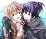  black_hair daenarys gloves grey_eyes holding_hands male_focus multiple_boys nezumi_(no.6) no.6 open_mouth red_eyes shion_(no.6) white_hair yaoi 