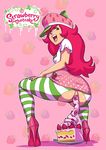  anus cake green_eyes heels pantyhose pink_hair scat strawberry_shortcake 