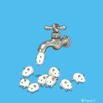  animal animal_focus blue_background commentary faucet hamster no_humans original simple_background untranslatable_commentary upiupisyo 