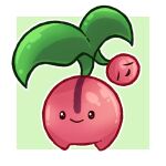  birdinatorart border cherubi green_background looking_at_viewer no_humans outside_border pokemon pokemon_(creature) simple_background solo white_border 