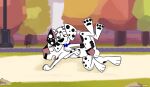  101_dalmatian_street 101_dalmatians animal_genitalia animal_penis animal_vulva black_ears black_nose black_spots blue_bow_tie bow_tie canid canine canine_genitalia canine_penis canine_vulva canis dalmatian disney domestic_dog duo dylan_(101_dalmatians) fan_character female feral floppy_ears foxretro fur genitals heterochromatic_ears hi_res male male/female mammal max_(xboxking37) park penetration penis pink_inner_ear public public_sex sex sideways spots vaginal vaginal_penetration white_body white_fur white_spots 