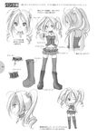  absurdres artist_request belt boots bustier choker copyright_request cross highres lingerie midriff monochrome navel one_eye_closed plaid plaid_skirt punk skirt smile striped striped_legwear striped_thighhighs thighhighs translation_request twintails underwear wink wristband zettai_ryouiki 